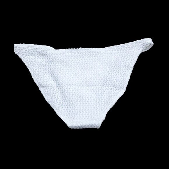 Andie Swim X Demi Moore Tropez Bikini Bottom White Crochet Textured Size Large - Picture 3 of 8